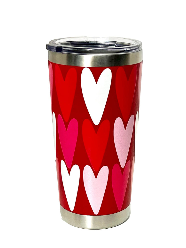 Pink Hearts 20oz tumbler - Lesley Evers-coffee cup-coffee mug-coffee to go cup