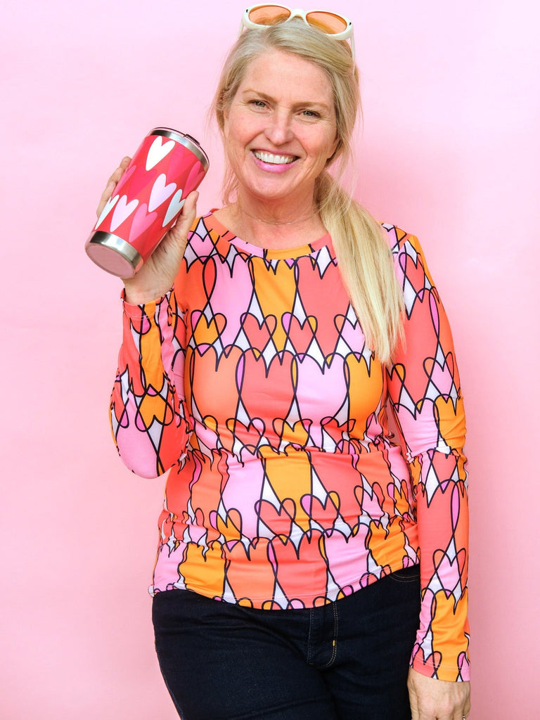 Pink Hearts 20oz tumbler - Lesley Evers-coffee cup-coffee mug-coffee to go cup