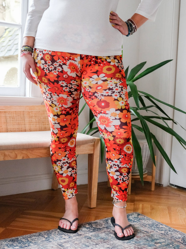 REESE legging Orange Flower Power - Lesley Evers-Flower Power-flower power orange-legging
