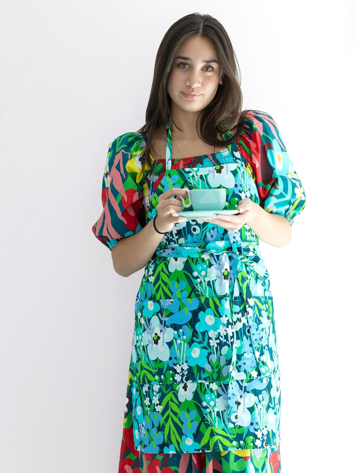 RENNIE apron Garden Oasis Blue - Lesley Evers-apron-aprons-Giftable