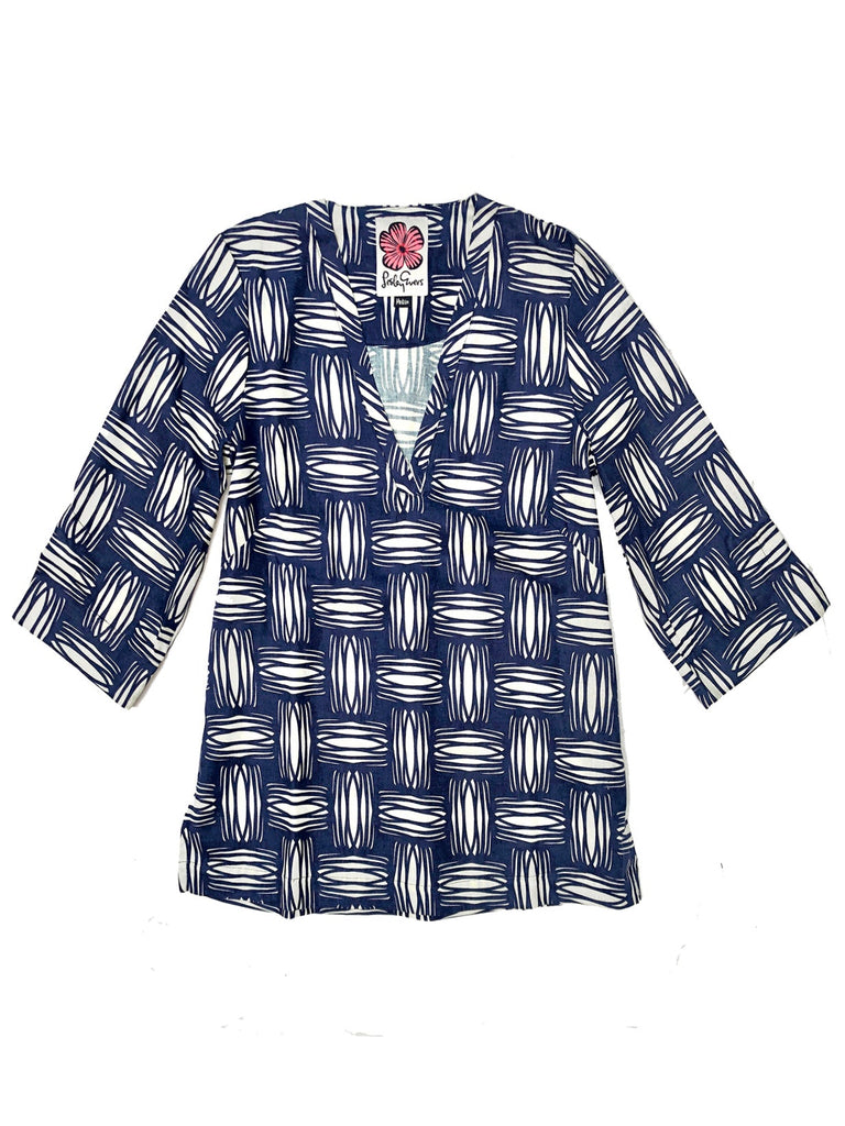 ROWAN tunic Navy Basketweave - Lesley Evers-Best Seller-Shop-Shop/All Products