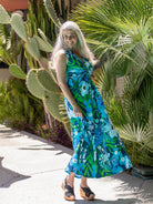 SIENNA maxi dress Garden Oasis Blue - Lesley Evers-Dress-garden oasis-garden oasis blue