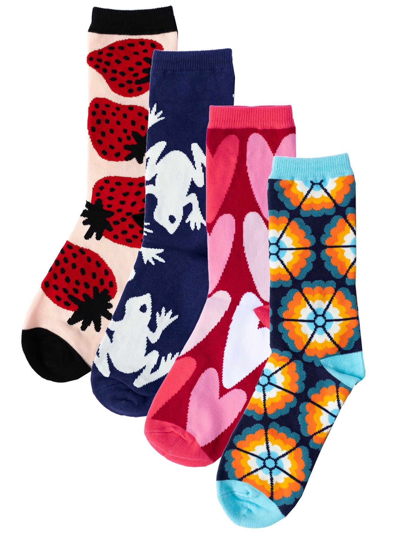 SOCKS Four-Pack - Lesley Evers-colorful socks-crew socks-frogs