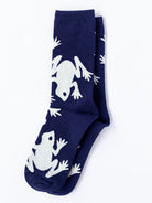 SOCKS Frogs Navy - Lesley Evers-colorful socks-crew socks-frogs