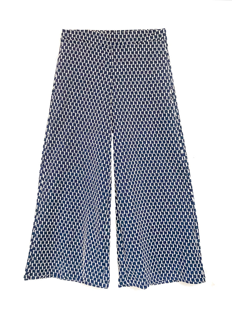 TARA pant Navy/White Jacquard - Lesley Evers-Shop-Shop/All Products-Shop/New Arrivals