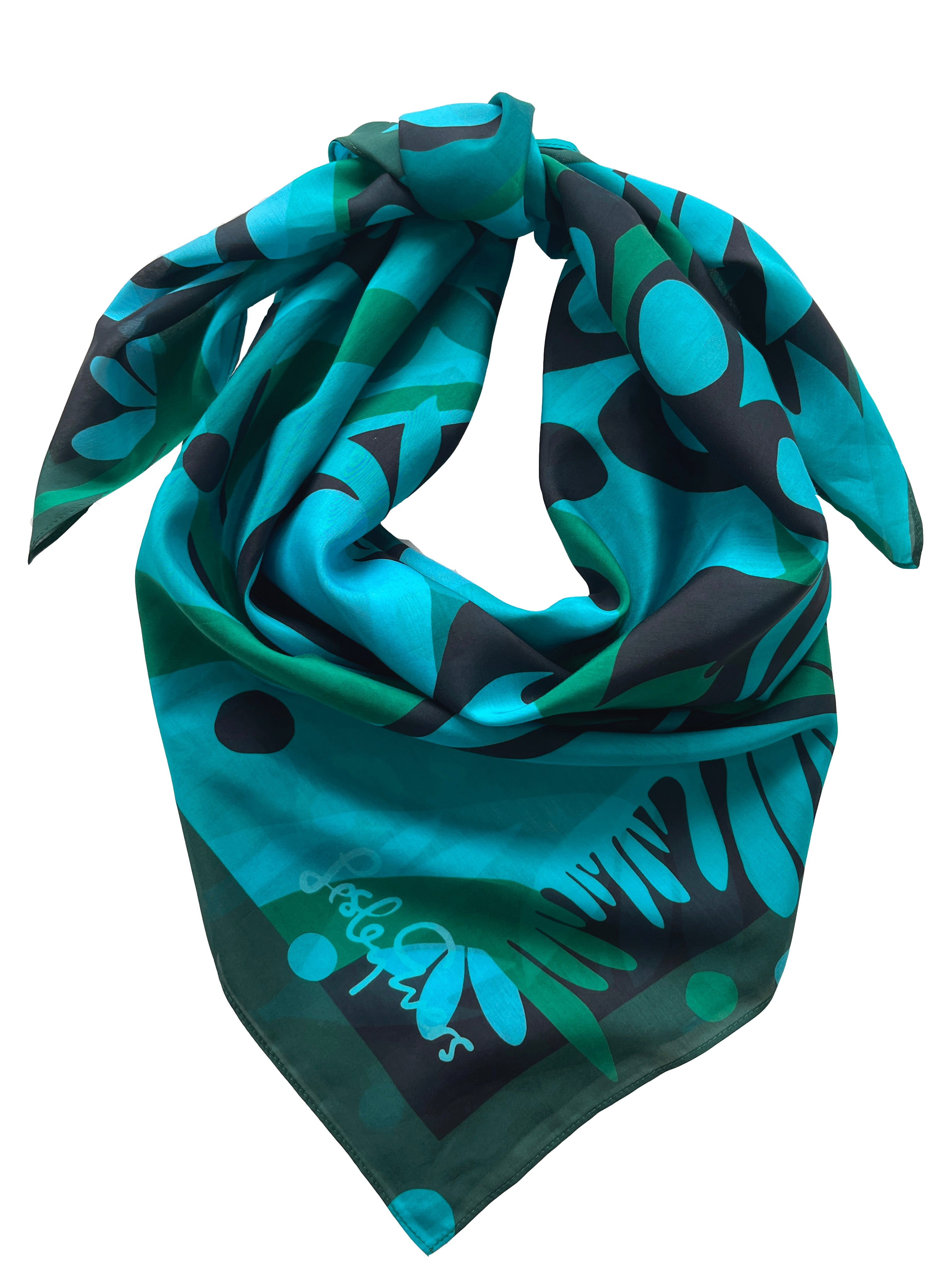 THEA scarf Kalamazoo Blue - Lesley Evers-Accessories-cotton silk-scarf