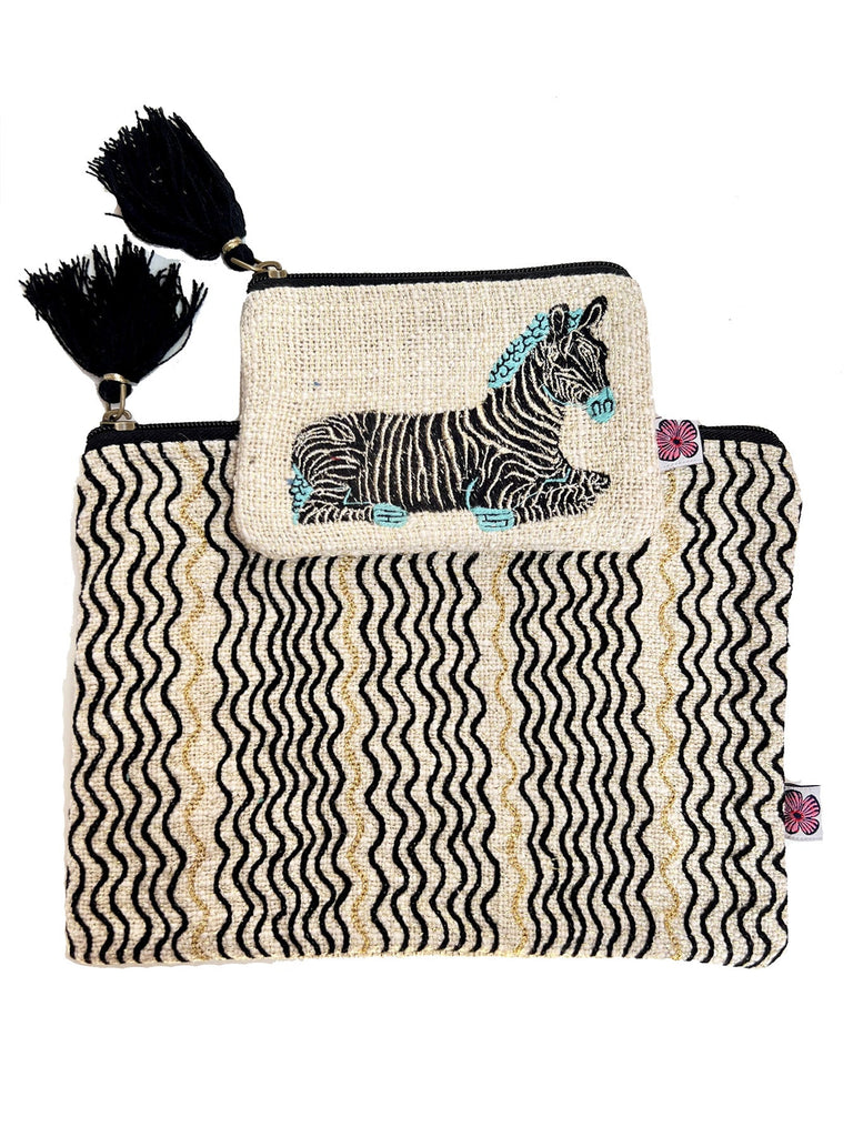 Zebra sparkle pouch SET - Lesley Evers-Shop-Shop/All Products-Shop/Scarves