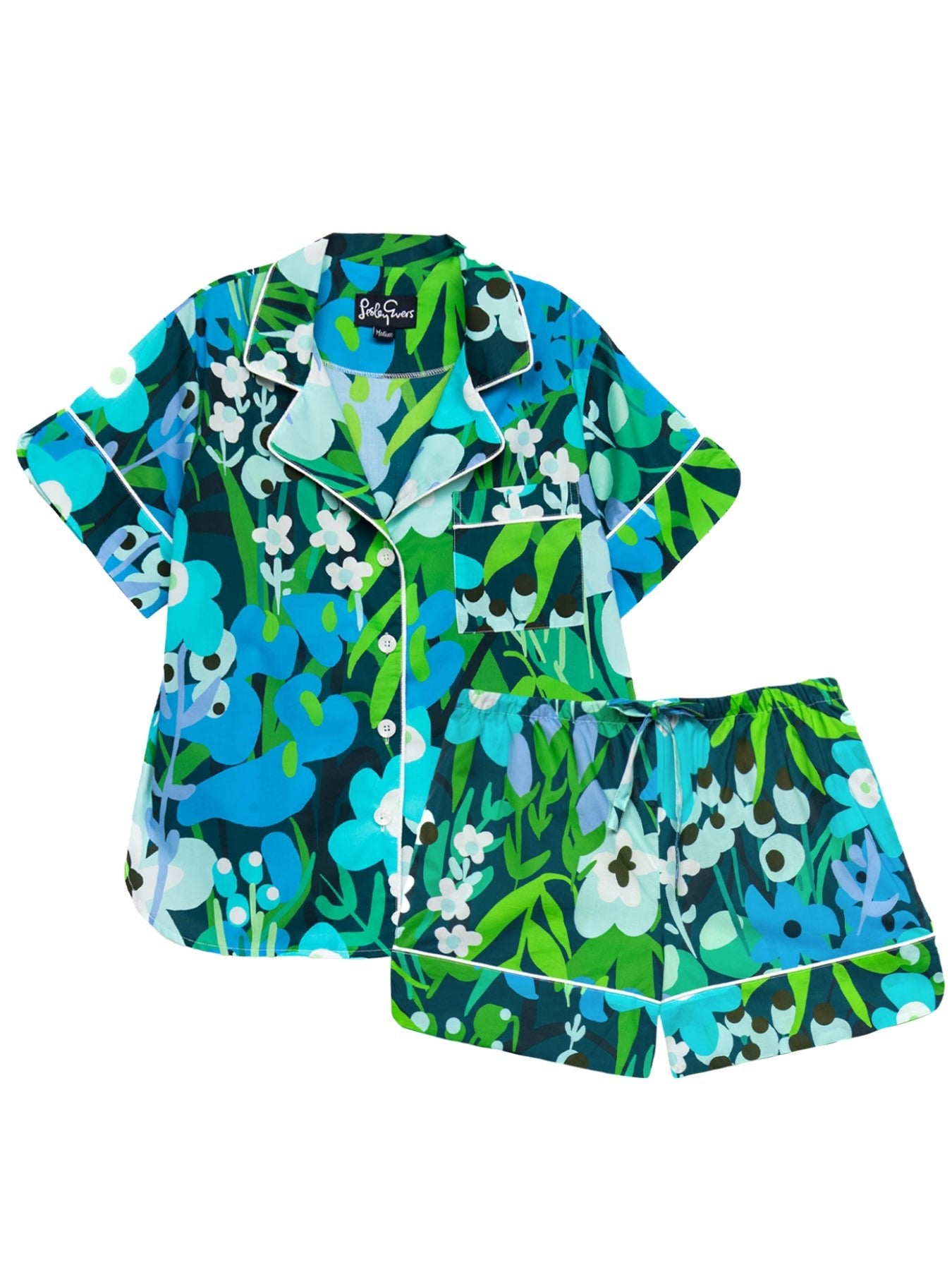 ZOEY pajama set Garden Oasis Blue - Lesley Evers-cotton PJs-garden oasis-garden oasis blue
