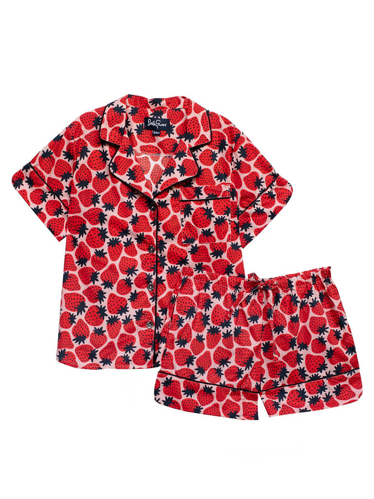ZOEY pajama set Strawberries Black - Lesley Evers-cotton PJs-lounge-pajama set